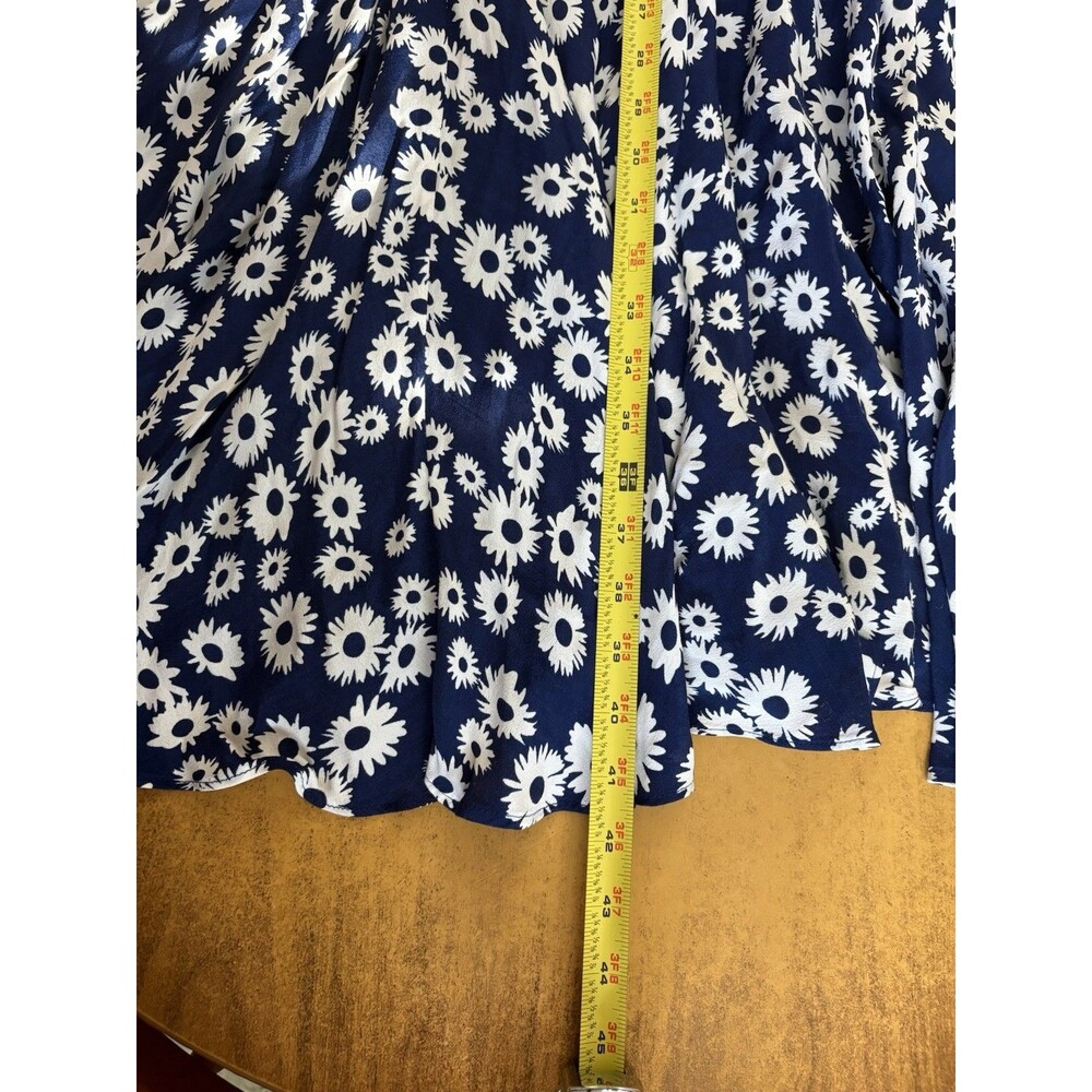 Hobbs London Navy Blue White Daisy Floral Sleeveless Shirt Dress Size US 10 - Picture 9 of 9